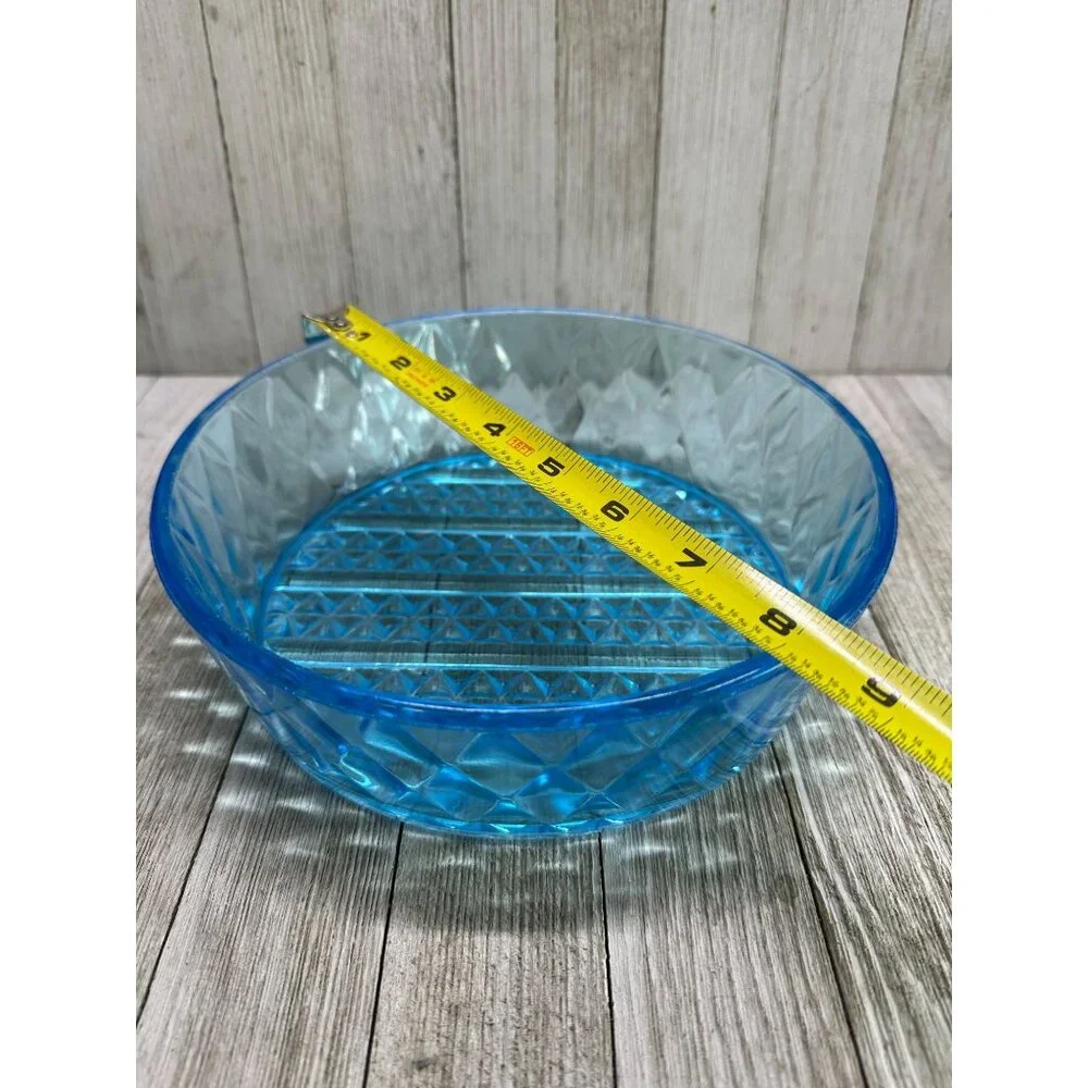 Vtg EAPG Bryce Brothers Style Bowl Diamond Quilted Pattern Sky Blue Glass 8" DIA - Picture 4 of 6